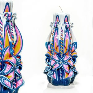 Carved Candle Artisan, Handcrafted Decorative Dipped Candle, Home Decor, Mother&#39;s day,  Large Candle, Majestic, size: 8&quot;