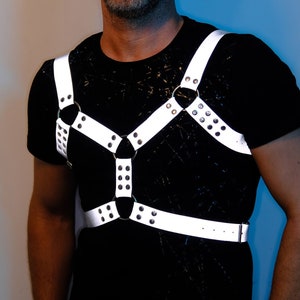 Glow In The Dark Reflective Chest Harness for Men - Clubwear - Rave Clothing - Plus Size Options - Partywear