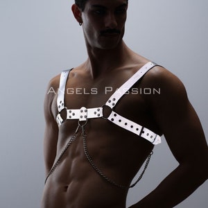 Glow In The Dark Reflective Chest Harness for Men - Clubwear - Rave Clothing - Plus Size Options - Partywear