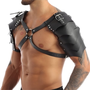 Men's Leather Chest Shoulder and Arm Harness, Male Chest Harness, Clubwear, Rave Clothing, Men's Harness, Arm Harness, Mens Chest Rig,