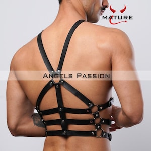 Burning Man Chest Harness, Men Harness Red, Party Outfit, Dance Wear, Gift For Him, Strappy Bulldog Style, Festival Apparel