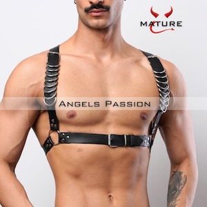 Leather Chest Harness Gay Mens, Plus Size Booty Harness, Men&#39;s Bondage Gear, Adjustable Strap, Durable Fit Male Lingerie Accessory