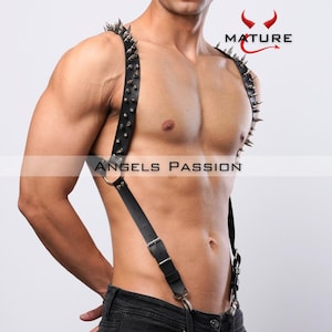 Spiked Shoulder Harness Men, Arm Harness Strappy Design, Burning Man Festival Outfit, Adjustable Party Wear Gift
