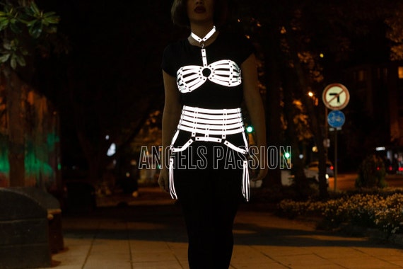 Rave Outfit Reflective Women Set Glow in the Dark Burning Man Wear