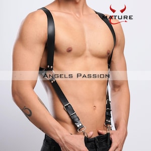 Men's Leather Chest Shoulder and Arm Harness, Male Chest Harness, Clubwear, Rave Clothing, Men's Harness, Arm Harness, Mens Chest Rig,