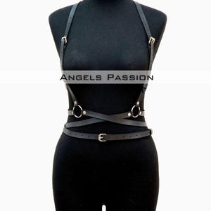 Leather Chest Harness for Woman, Leather Chain Chest Harness Woman