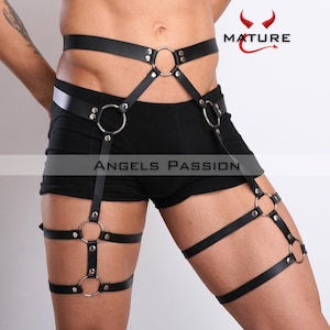 Men&#39;s Leather Leg Harness, Men Adjustable Harness Black & Red Waist Harness, Thigh Harness Man Plus Size Harness Gift for Him Boyfriend 2025