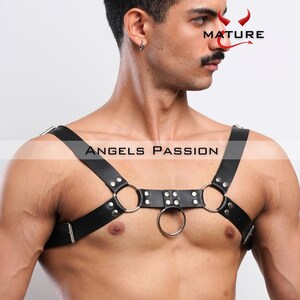 Burning Men Harness, Black Leather Chest Belt, Adjustable Plus Size, Fetishwear, Club Party Wear, Gift For Him
