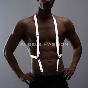 Reflective Chest Harness for Men - Clubwear - Glow In The Dark - Rave Clothing - Plus Size Options - Partywear