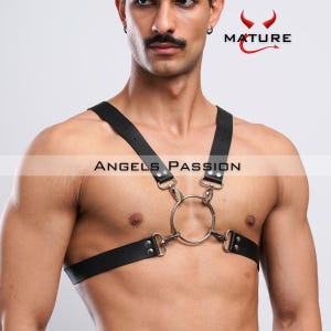 Plus Size Mens Leather Harness, Adjustable Chest Strap, Gay Bondage Gear, Wide Male Harness, Premium Material, Durable Design