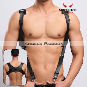 Men's Leather Chest Shoulder and Arm Harness, Male Chest Harness, Clubwear, Rave Clothing, Men's Harness, Arm Harness, Mens Chest Rig,