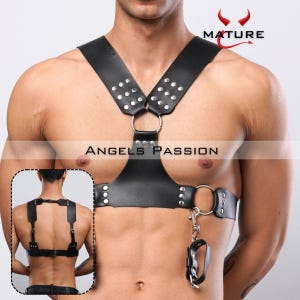Mens Leather Chest Harness, Red Strappy Harness, Burning Man Festival, Party Wear, Valentines Gift For Him, Dance Top