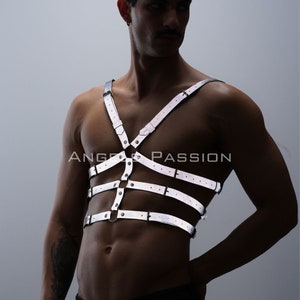Glow In The Dark Reflective Chest Harness for Men - Clubwear - Rave Clothing - Plus Size Options - Partywear