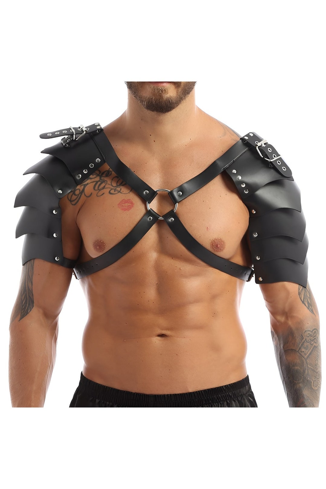 FETISH SUBMISSIVE ATTITUDE - MENS BRIGADE ADJUSTABLE ECO-LEATHER NECK HARNESS main image 1