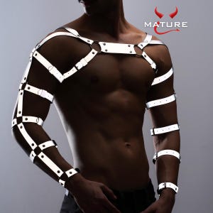 Reflective Bulldog Harness Leather, Glow In Dark Gear, Rave Party Accessory, Adjustable Chest Strap, Comfortable Fit, Festival Wear