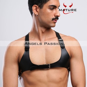 Bulldog Men Harness Strappy, Red Chest Harness Top, Burning Man Dance Outfit, Party Costume For Him, Valentines Gift