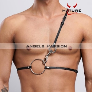 Burning Man Mens Chest Harness, Red Leather Harness, Strappy Dance Wear, Festival Outfit, Gift for Him