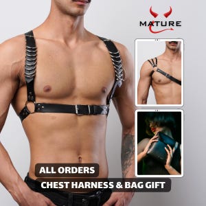 Leather Chest Harness Gay Mens, Plus Size Booty Harness, Men's Bondage Gear, Adjustable Strap, Durable Fit Male Lingerie Accessory