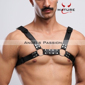 BullDog Harness Mens Gothic, Brown Leather Strap, Festival Wear, Dance Accessory, Edgy Outfit, Adjustable Chest Gear