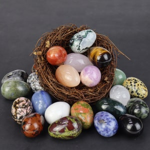 Gemstone Egg Shape Stone, Crystals Chakra Stone,Meditation Eggs, Healing Balancing for Collectors, Home Decor Egg, Quartz Egg