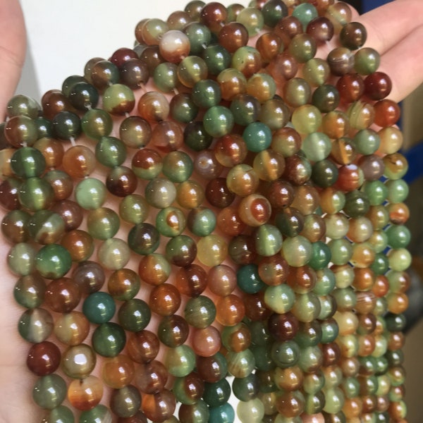 Round Peacock Agate smooth loose beads 15" for Diy Bracelet Necklace Jewelry Making Gemstone Gift Design 6 8 10 MM