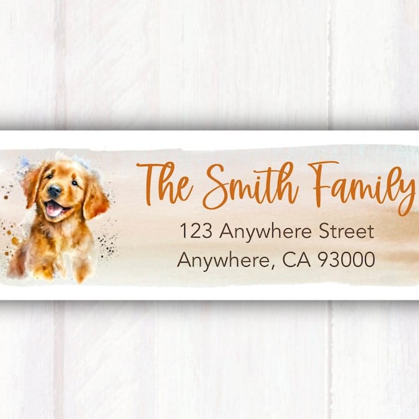 Golden Retriever Dog Address Labels - Personalized Dog Return Address Labels Stickers - Cute Golden Retriever Dog Address Labels Stickers