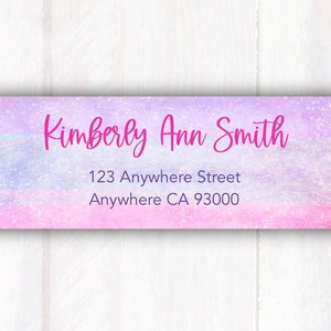 Pink Return Address Labels - Personalized Pink Purple Address Labels Stickers - Custom Address Labels for Girls