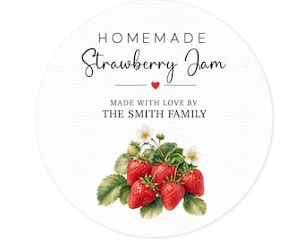 Homemade Strawberry Jam Labels, Personalized Jam Jar Labels, Custom Canning Labels, Preserves Stickers, Cottage Food Labels