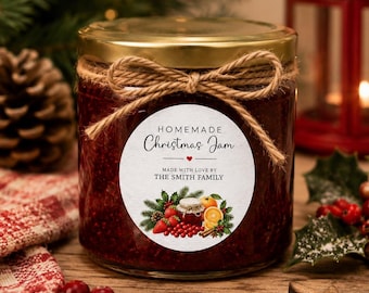 Personalized Christmas Jam Labels, Custom Jam Jar Stickers, Homemade Preserves Labels, Holiday Canning Jar Labels