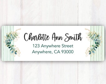 Green Return Address Labels - Personalized Eucalyptus Greenery Return Address Labels - Return Address Labels - Green Leaves Address Stickers