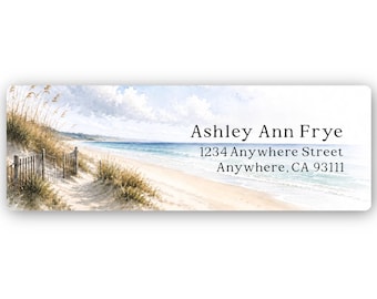 Personalized Return Address Labels, Coastal Beach Address Labels, Custom Mailing Labels, Watercolor Ocean Return Labels