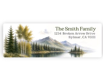 Personalized Return Address Labels, Personal Address Label, Watercolor Mountain Lake Return Address Labels, Custom Address Labels