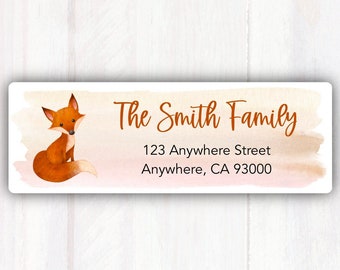 Fox Address Labels - Personalized Fox Address Labels Stickers - Custom Woodland Animal Cute Fox Address Labels Stickers