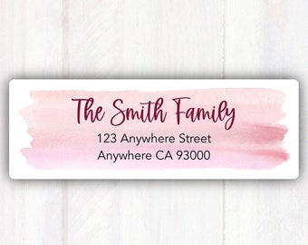 Personalized Pink Watercolor Return Address Labels - Quality Weatherproof Address Labels