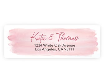 Personalized Return Address Labels, Custom Address Stickers, Pink Watercolor Mailing Labels, Couples Address Labels, Wedding Labels