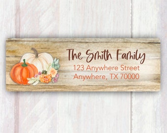 Fall Pumpkins Personalized Return Address Labels - Personalized Autumn address Labels Stickers  - Pumpkins Fall Theme Address Labels