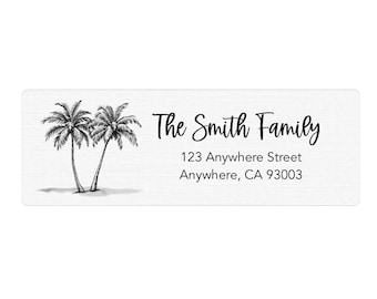 Personalized Return Address Labels, Palm Tree Address Labels, Tropical Mailing Labels, Beach House Address Stickers
