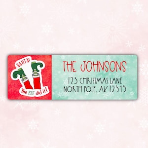 Holiday Season Return Address Labels | Xmas Address Labels | Santa’s Elf Personalized Return Address Labels | Custom Christmas Labels