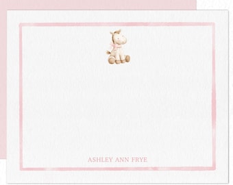 Personalized Baby Note Cards, Custom Baby Stationery Set, Pink Nursery Stationery, Baby Girl Thank You Cards, Personalized Flat Note Cards