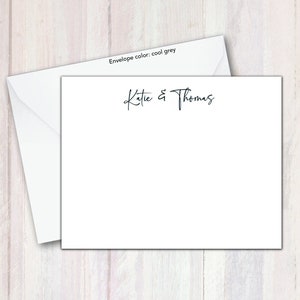 Couples Name Note Cards with Envelopes Personalized - Notecards Stationery Set - Boxed Note Cards - Set of 10 A2 Flat Note cards, Stationary