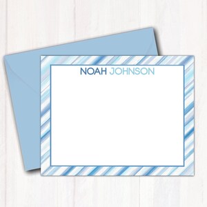 Kids Note cards -  Kids Personalized Stationery Set - Blue Note Cards - Stationary for Boys - Stationery Gift for Kids - Boxed Notecards