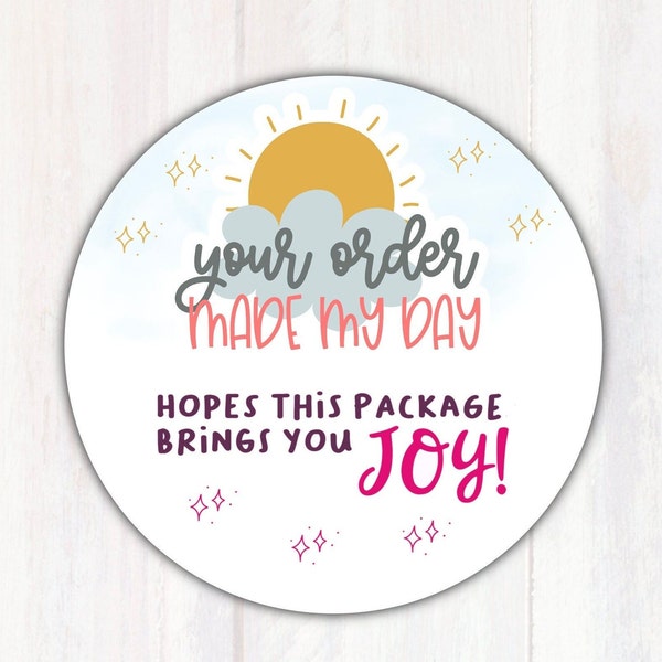 Your Order Made My Day Stickers - Small Business Thank You Packaging Stickers -Shop Small Stickers / Labels | Sizes Available 1.67” and 2”