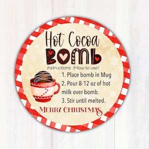 Christmas Hot Cocoa Bomb Labels - Hot Cocoa Bomb Tag Labels Merry Christmas - Hot Cocoa Bomb Holiday Labels Stickers