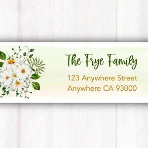 Daisy Return Address Labels - Personalized Daisy Watercolor Address Labels Blue -  Watercolor Daisies Address Stickers