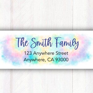 Tie Dye Rainbow Watercolor Return Address Labels - Personalized Tie Dye Rainbow Watercolor Address Labels -  Tie Dye Address Stickers