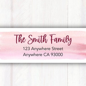Personalized Pink Watercolor Return Address Labels - Quality Weatherproof Address Labels