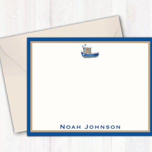 Personalized Boat Stationery - Personalized Note Cards for Boys  - Nautical Notecards Stationery for Kids  - Make a Great Gift