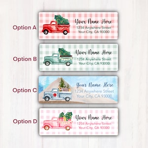 Christmas Return Address Labels - Holiday Christmas Tree Truck - Personalized Address Labels - Printed  Christmas Address Labels Stickers
