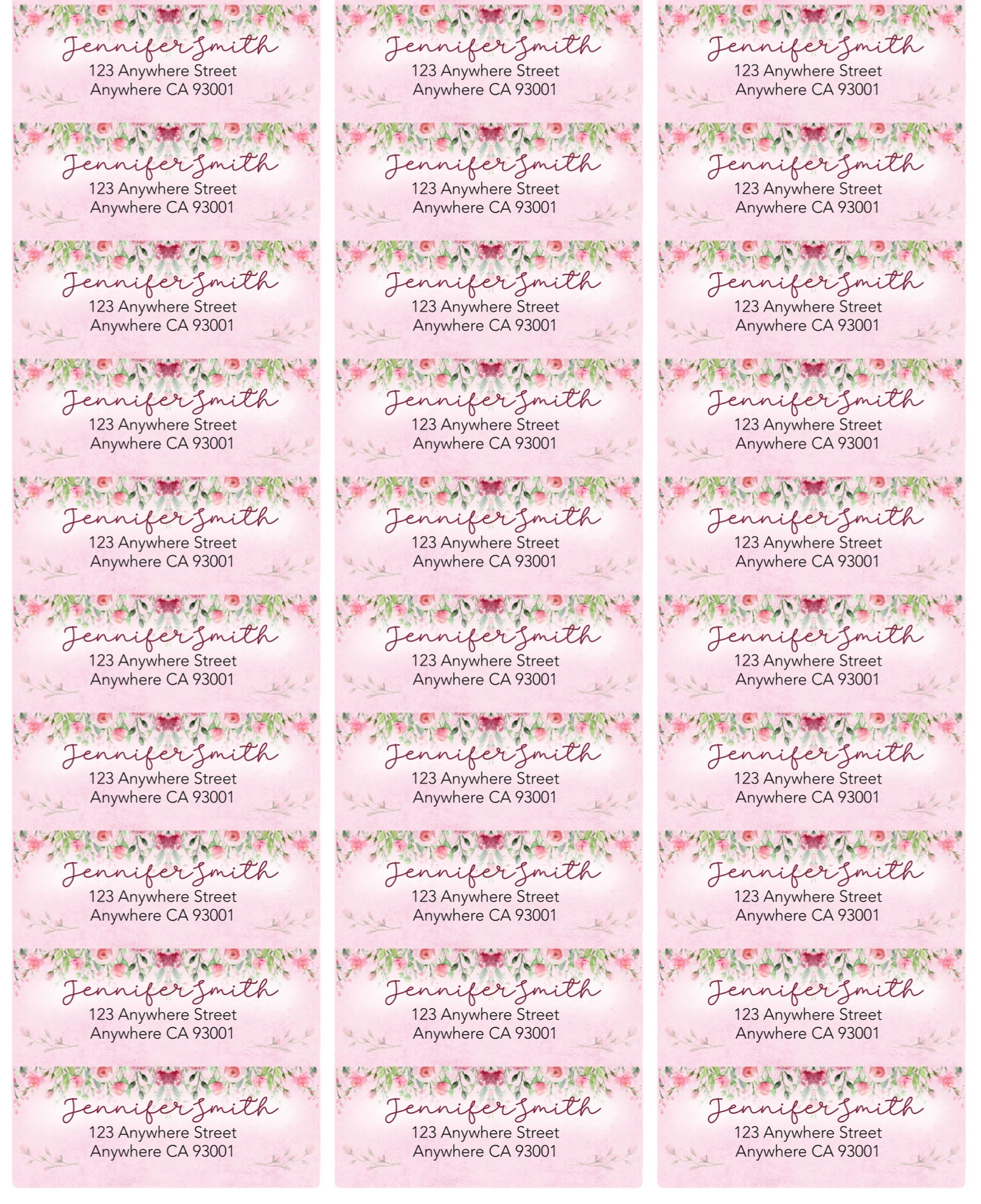 Pink Roses Return Address Labels - Pink Roaes Address Label - Custom ...