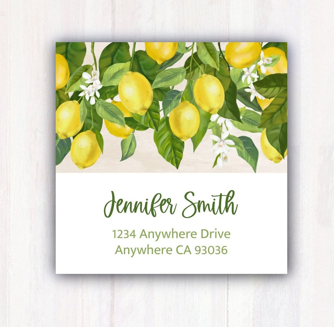Lemon Address Labels Personalized Lemon Return Address Etsy